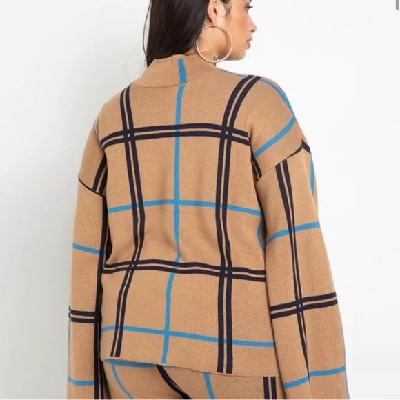 Eloquii Mock Neck Windowpane Plaid Sweater Size 18/20 - Picture 4 of 4